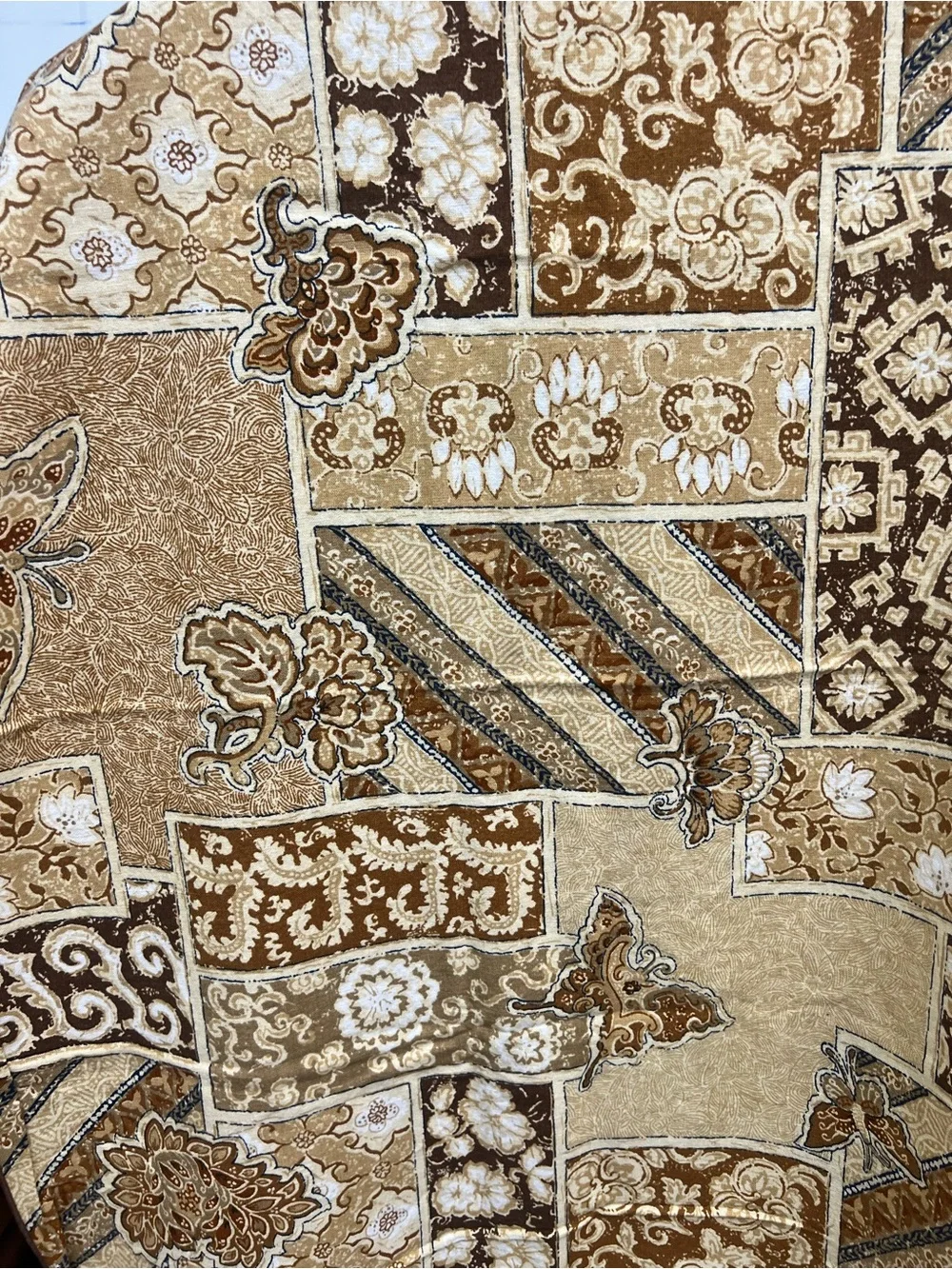 Vintage table cloth retro brown butterflies decor linens
